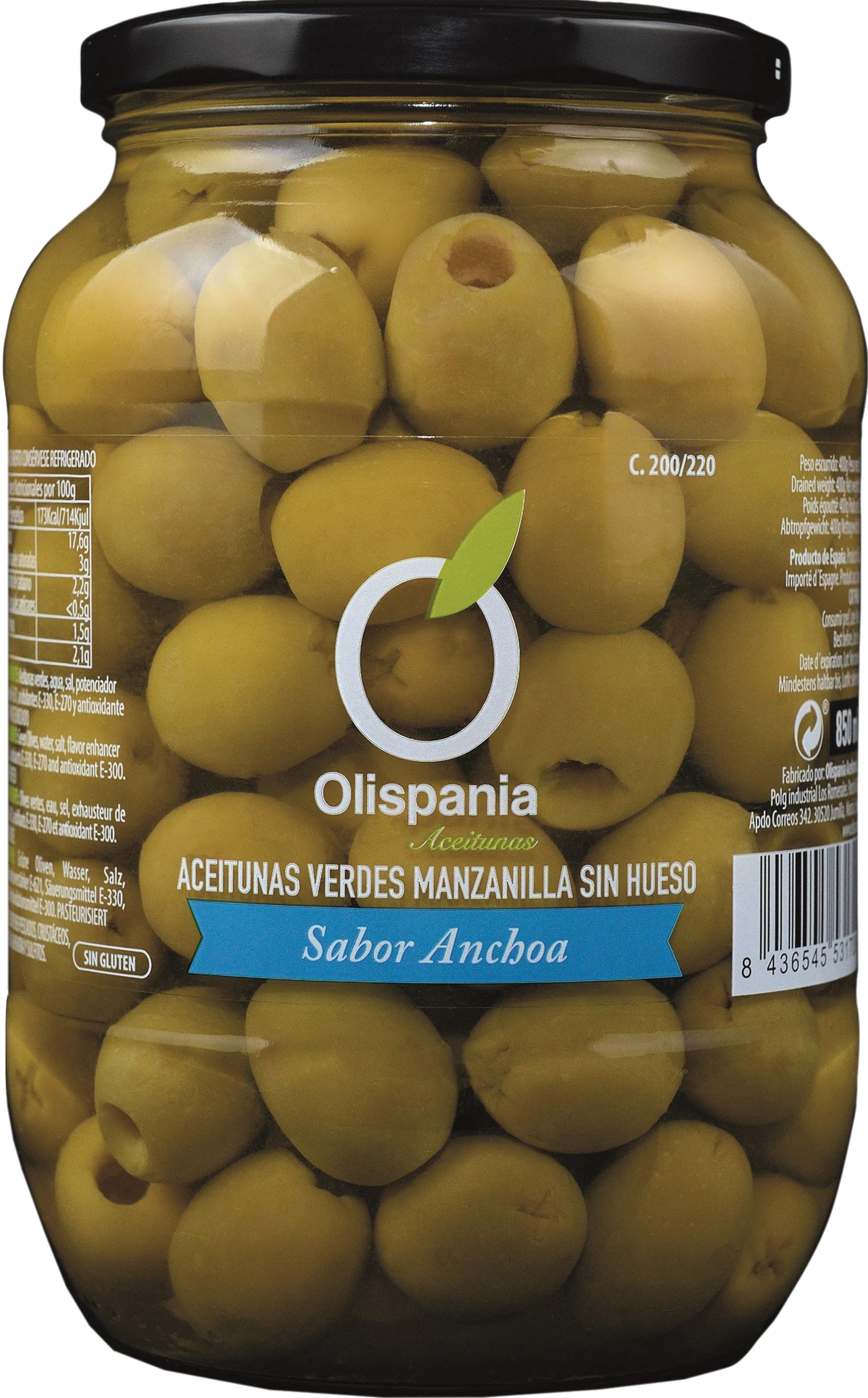 Olispania grüne Oliven ohne Stein netto 400g