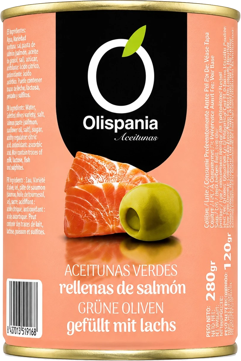 Olispania grüne Oliven mit Salmón 120g