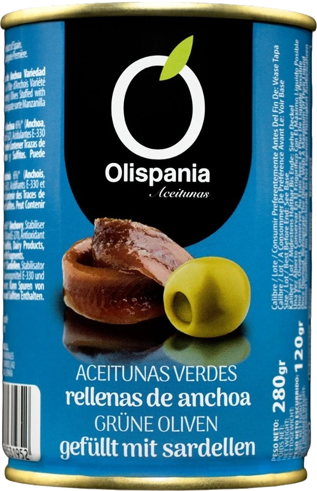 Olispania grüne Oliven mit Anchovy 120g