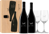 Grillo y Copas: 2x Grillo Limitado und 2x Weingläser mit Geschenkverackung - El Grillo y La Luna – Probierpaket aus Spanien