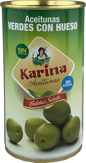 Grüne Manzanilla-Oliven mit Stein, Dose, 185g Abtropfgewicht - Aceitunas Karina