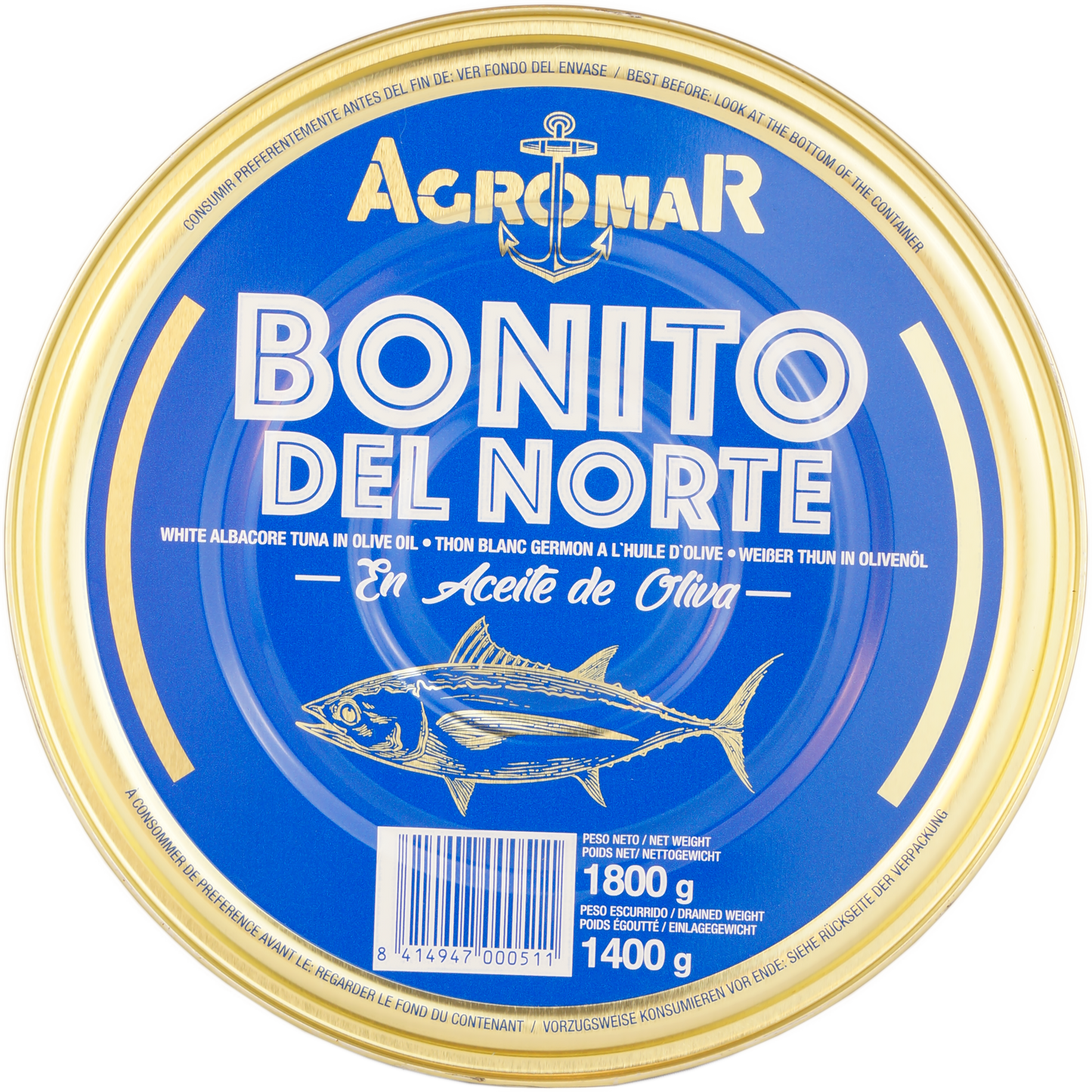 Agromar Bonito del Norte (Weißer Thunfisch in Olivenöl) 1,8kg