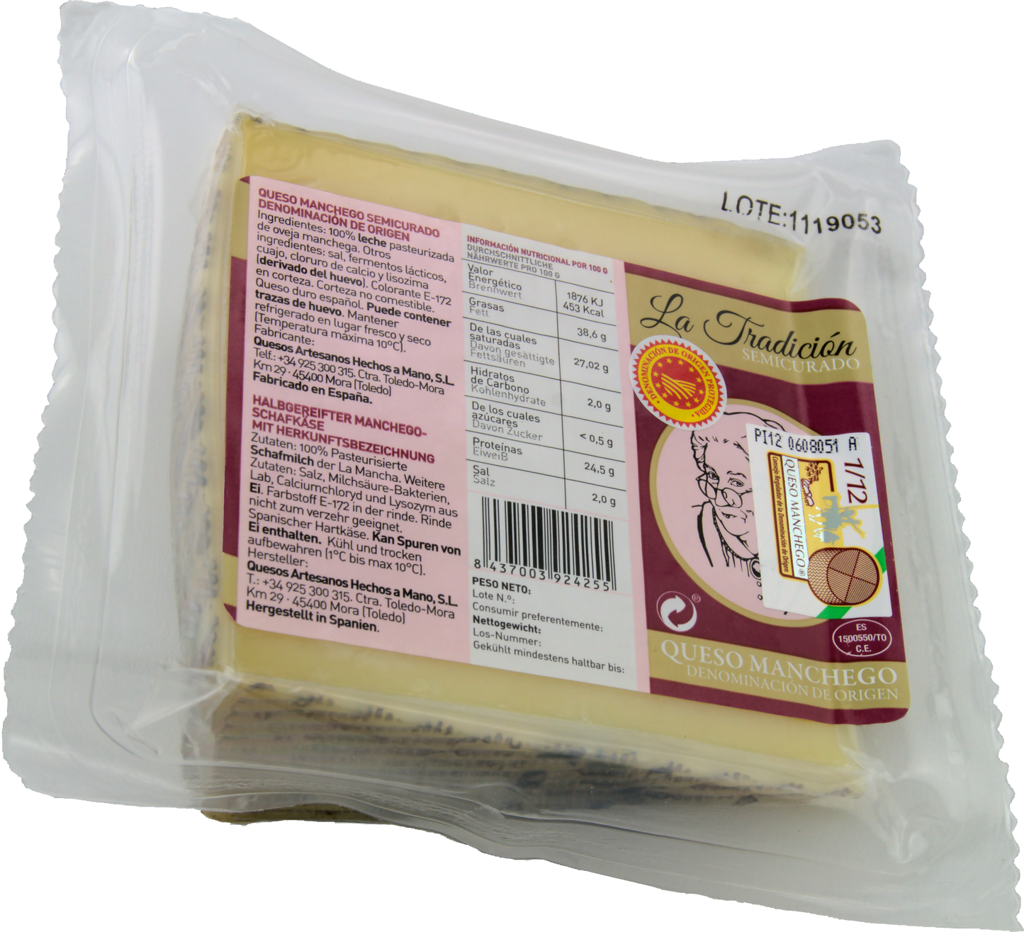 Manchego Semicurado Cunás 1 Stück á 0,25KG