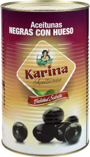 Schwarze Oliven mit Stein, Dose, 2,5 kg Abtropfgewicht - Aceitunas Karina
