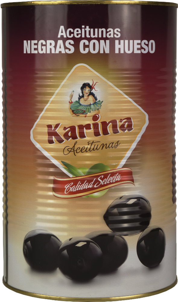 Schwarze Oliven ohne Stein, Dose, 2 kg Abtropfgewicht - Aceitunas Karina