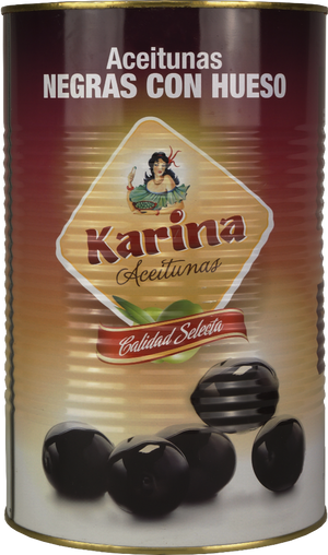 Schwarze Oliven ohne Stein, Dose, 2 kg Abtropfgewicht - Aceitunas Karina